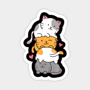 Cat Cats Cute Kitty Pile Anime Kawaii Neko Magnet