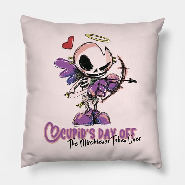 Cupid's Day Off, The Mischiever Takes Over Pillow by Pepper Pixels