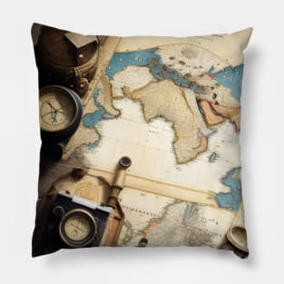 A vintage world map. Pillow