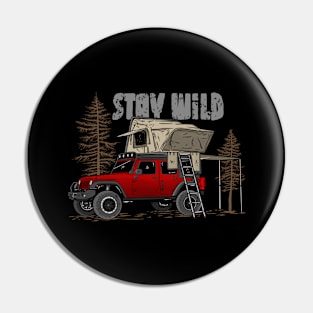 Stay Wild Jeep Camp - Adventure red Jeep Camp Stay Wild for Outdoor Jeep enthusiasts Pin