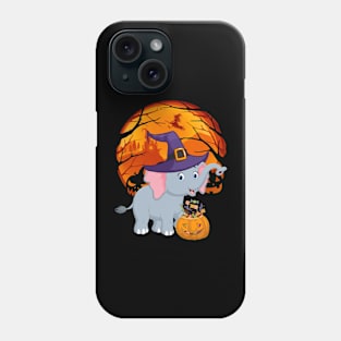 Elephant pumpkin witch Phone Case