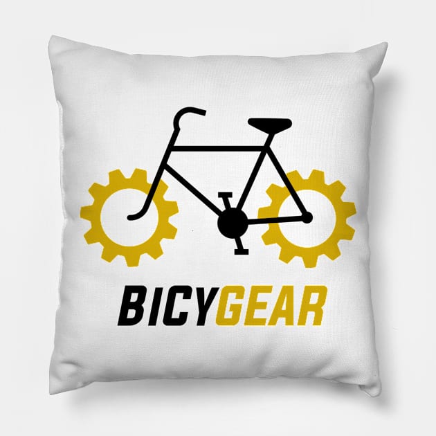 Black Bicycle w/ Yellow Gear Wheels Pillow by Freid