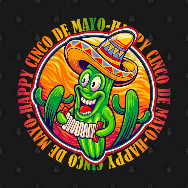 Happy Cinco de Mayo Mexican Fiesta Funny Cactus wearing sombrero Mexican Hat by Your Print 