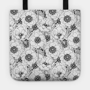 Anemone garden in black and white Tote