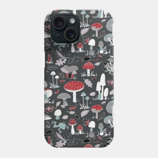 Forest Floor - fun toadstool Pattern in red, grey and silver by Cecca Designs Phone Case