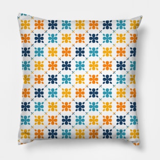 Blue and Orange Flower Pattern Pillow