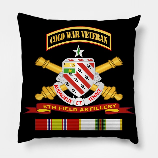 8th Field Artillery w Br - Ribbon COLD WAR Vet Tab Pillow by twix123844