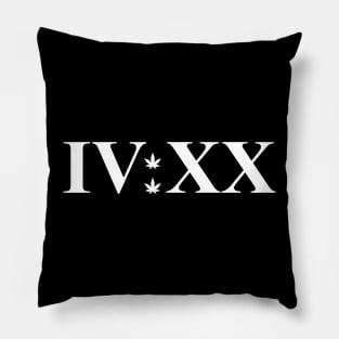 420 Roman Numeral White Pillow