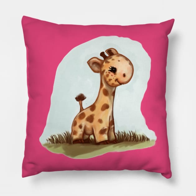 Baby giraffe Pillow by Artofokan