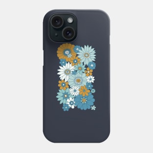 Retro Daisies - Blue + Gold Phone Case