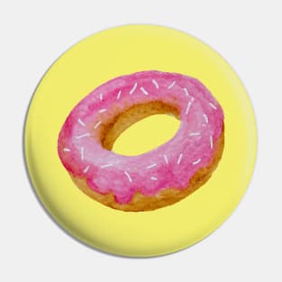 Watercolor donut - pink on yellow background Pin