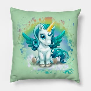 unicorn under the rainbow Pillow