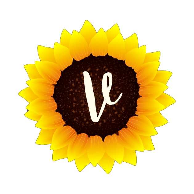 Floral Monogram V Bright Yellow Sunflower by floralmonogram