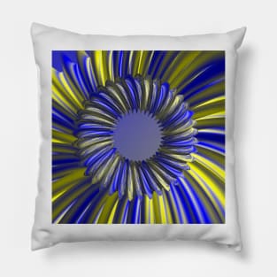 Surreal bright yellow and blue mobius ring design in Dali style Pillow