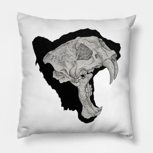 Dotwork Tiger Skull Art Print Pillow