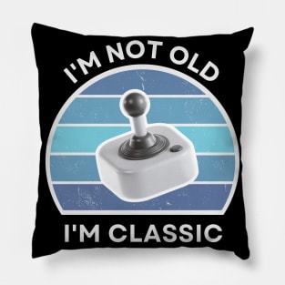 I'm not old, I'm Classic | Joystick | Retro Hardware | Vintage Sunset | '80s '90s Video Gaming Pillow