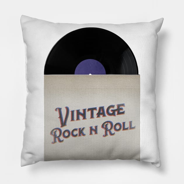 VINTAGE VINYL ROCK n ROLL Pillow by elSALMA