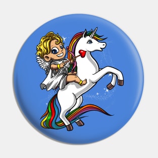 Cupid Riding Unicorn Pin