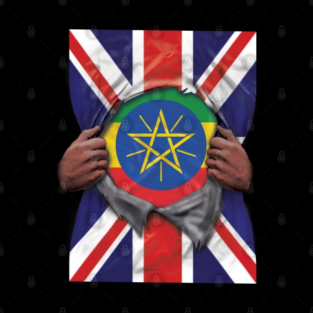 Ethiopia Flag Great Britain Flag Ripped - Gift for Ethiopian From Ethiopia by Country Flags