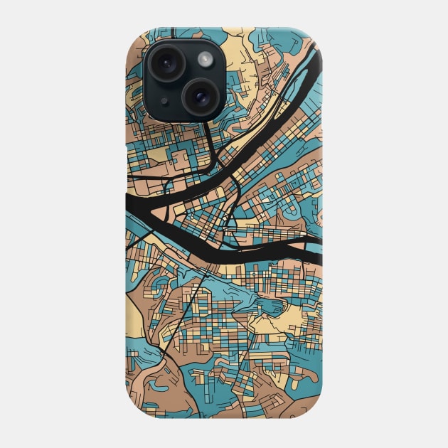 Pittsburgh Map Pattern in Mid Century Pastel Phone Case by PatternMaps