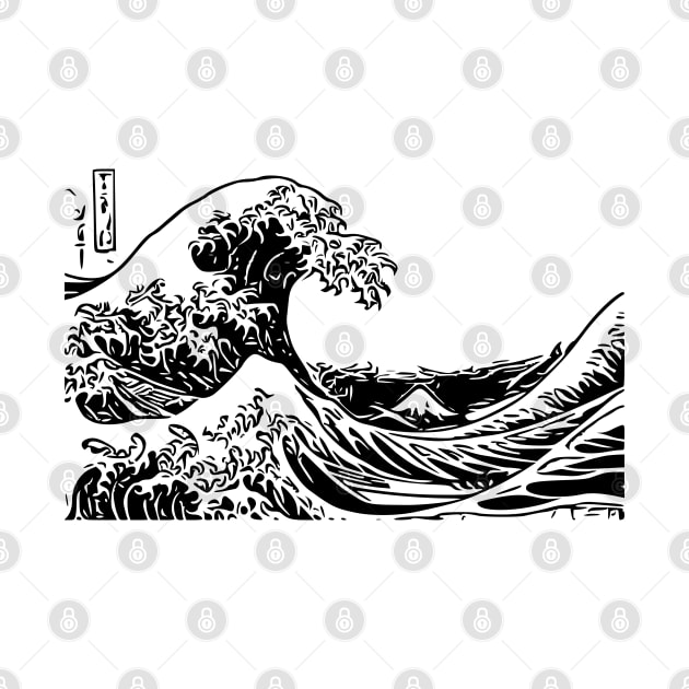 Tsunami | The Great Wave Off Kanagawa | Katsushika Hokusai | Line art by Classical