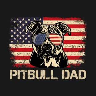 Best Pitbull Dad Ever Shirt American Flag 4th Of July Gift T-Shirt