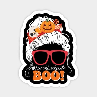 Boo Lunch Lady Messy Bun Spooky Pumpkin Halloween Costume Magnet