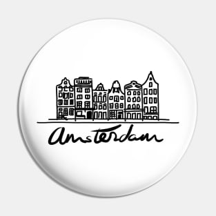 Amsterdam houses Logo black & white Pin