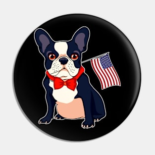 American Flag French Bulldog Dog Love Pin