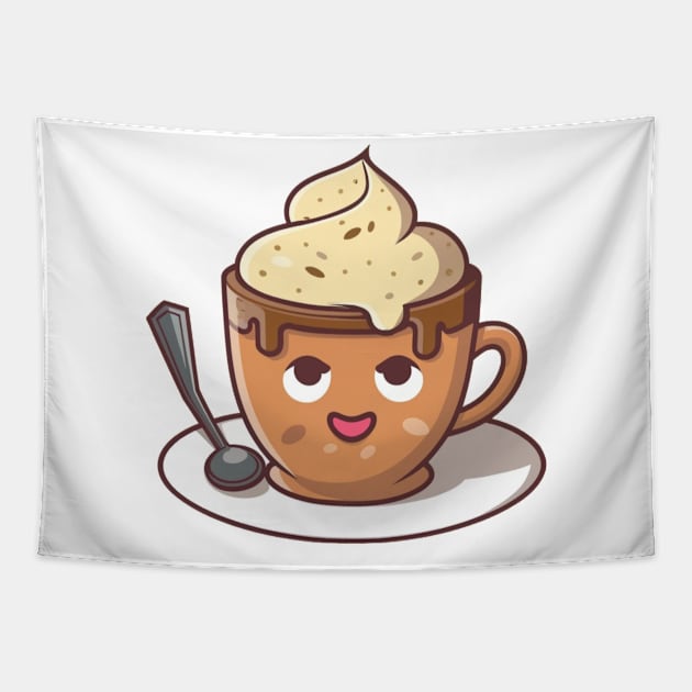 "Divine Delight: Heavenly Affogato"- Coffee Food Icecream Tapestry by stickercuffs