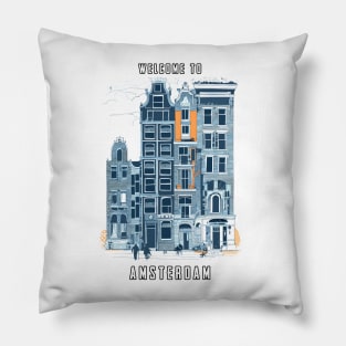 Amsterdam Holland Vintage Dutch Streets Travel Art Pillow