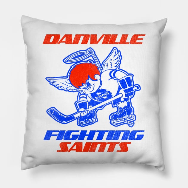 Defunct Danville Fighting Saints Hockey Team Pillow by Defunctland