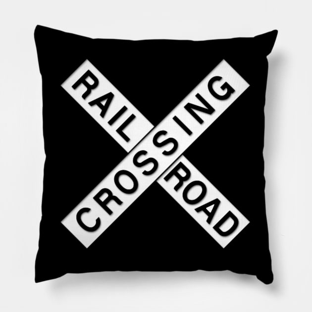 Railroad Crossing Sign Pillow by LefTEE Designs
