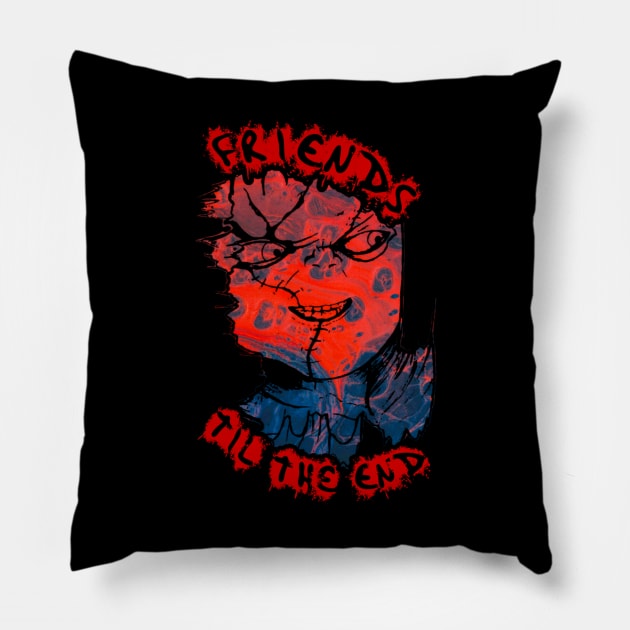 Chucky's Sinister Grin - Friends Til The End Pillow by LopGraphiX