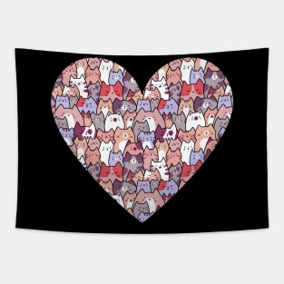 Cute cat pattern in a heart Tapestry