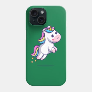 Cute Unicorn jumping with star cartoon Phone Case