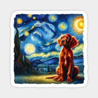 Starry Irish Setter Portrait - Dog Portrait Magnet