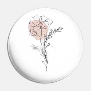 One Line Flower Botanical Abstract Pin