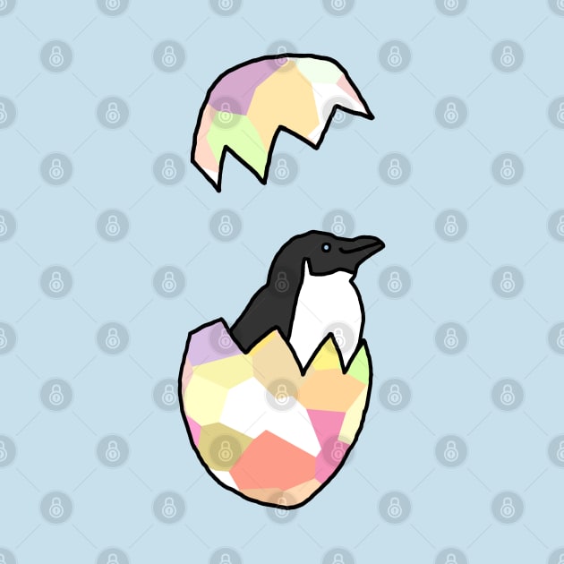 Little Penguin Popping out of her Funny Easter Egg by ellenhenryart