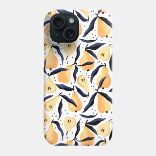 Pretty yellow pear pattern with black leaves Phone Case