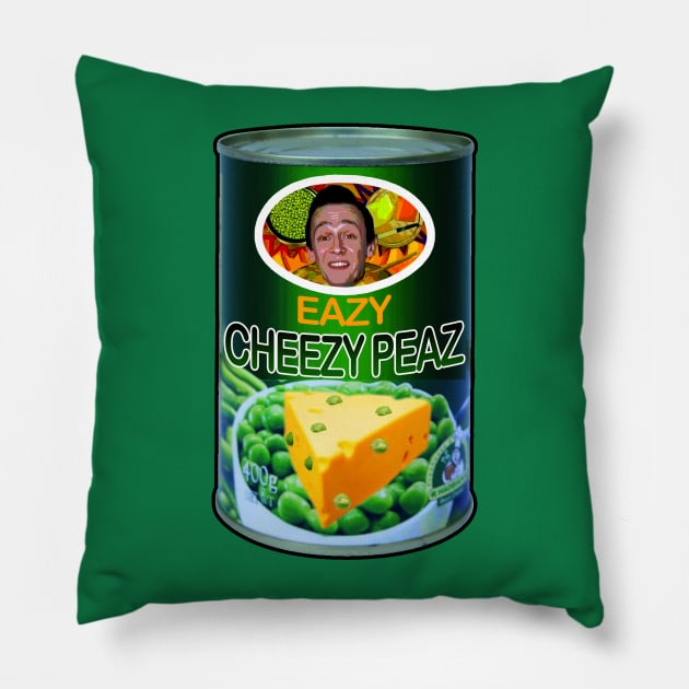 Eazy Cheezy Peaz Pillow by Meta Cortex