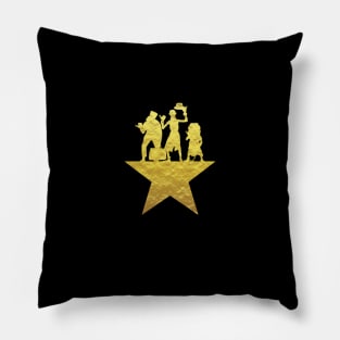 Hitchhiking Ghosts Hamilton Star Mashup Purple and Gold Pillow