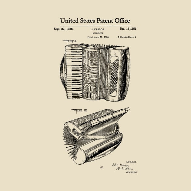 Accordion Patent Drawing 1938 by Joodls