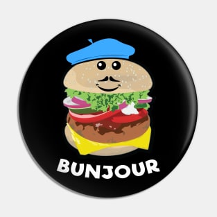 Burger - Bunjour Funny Pun Pin