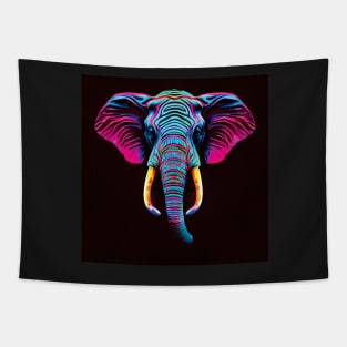 Neon Elephant Art in Bold Blue and Pink Tapestry