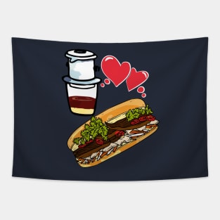 Coffee and Banh mi - Vietnamese sandwich ca phe Tapestry