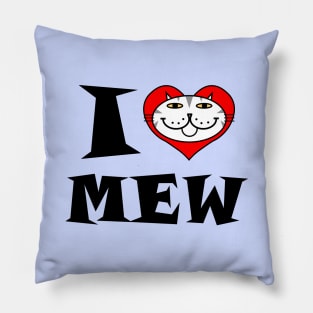 I Heart Cat - Grey and White Striped Kitty Pillow