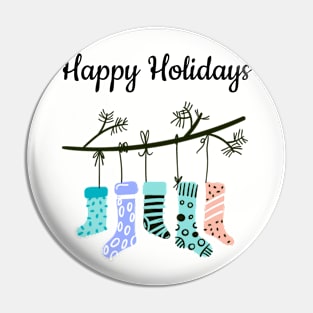 Happy Holidays Stockings Pin