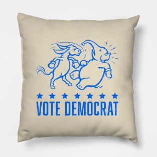 Vintage 1950's Vote Democrat Boxing Donkey (Blue) Pillow