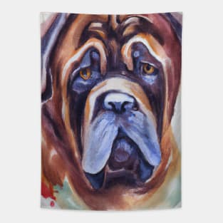 Mastiff Watercolor Painting - Dog Lover Gifts Tapestry